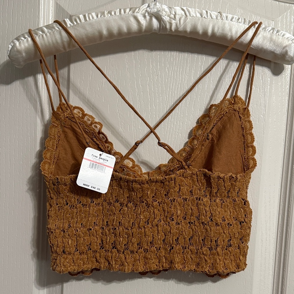 Free People Celine Longline Lace Bralette Burnt Caramel Coquette Boho Festival - Picture 3 of 5